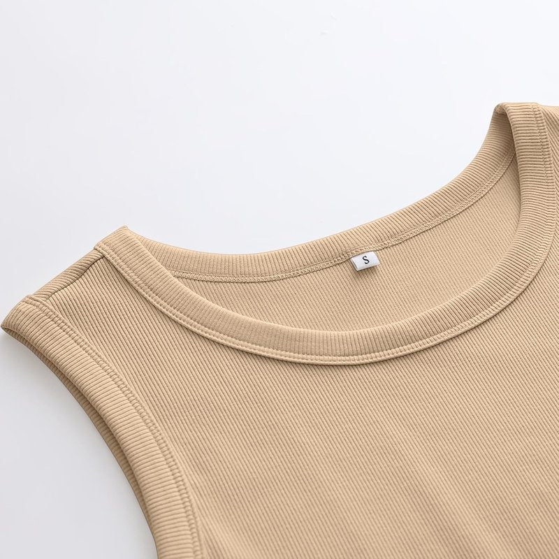 Womens Sleeveless High Neck Tank Top - Casual Slim Fit Ribbed Summer Shirt | Comfortable & Stylish