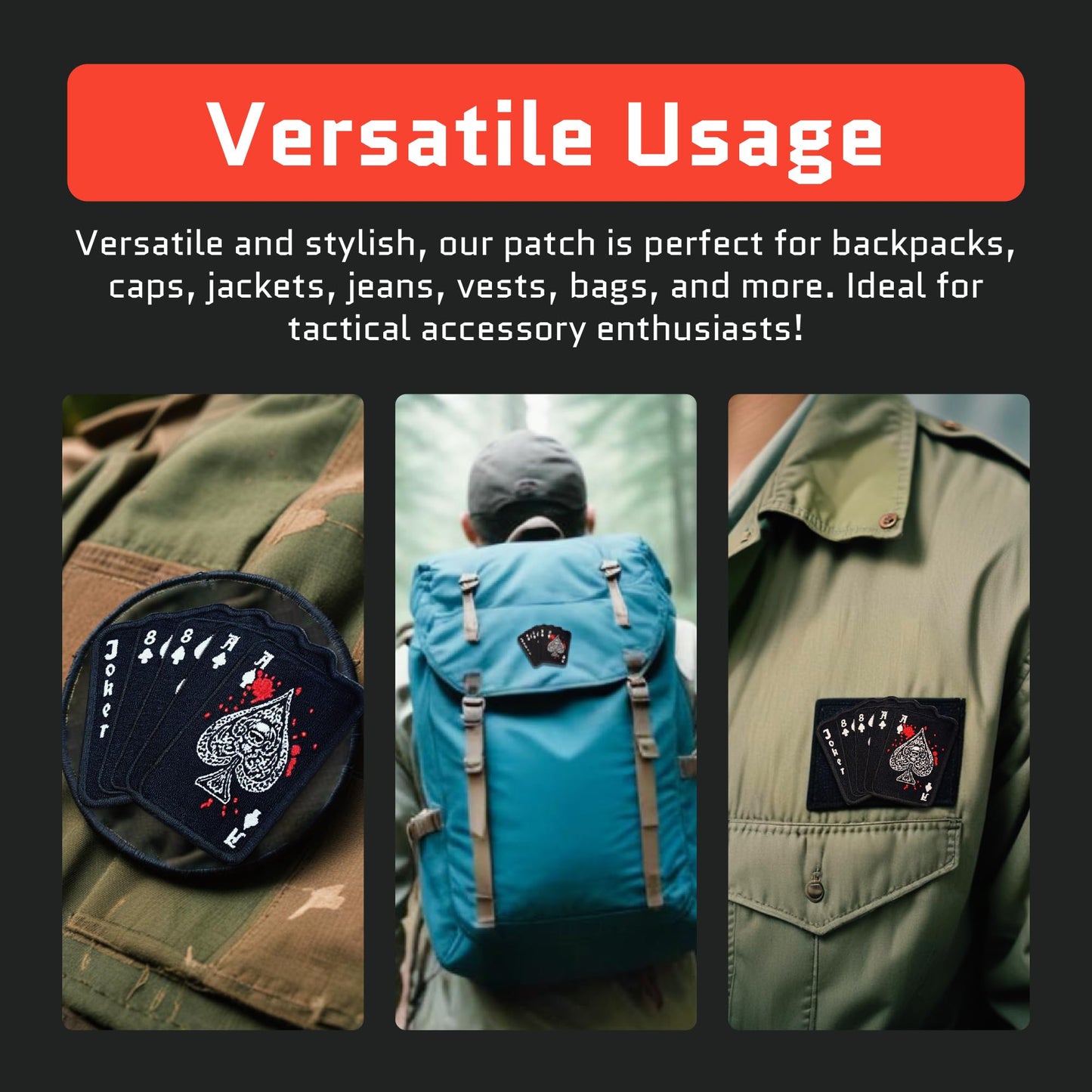 Dead Man's Hand Ace of Spade Embroidery Patch - Funny Meme Embroidered Patches, Military Tactical Morale Patch with Hook and Loop Fastener, Cute Patches for Backpacks, Jeans, Jackets, Vests & More