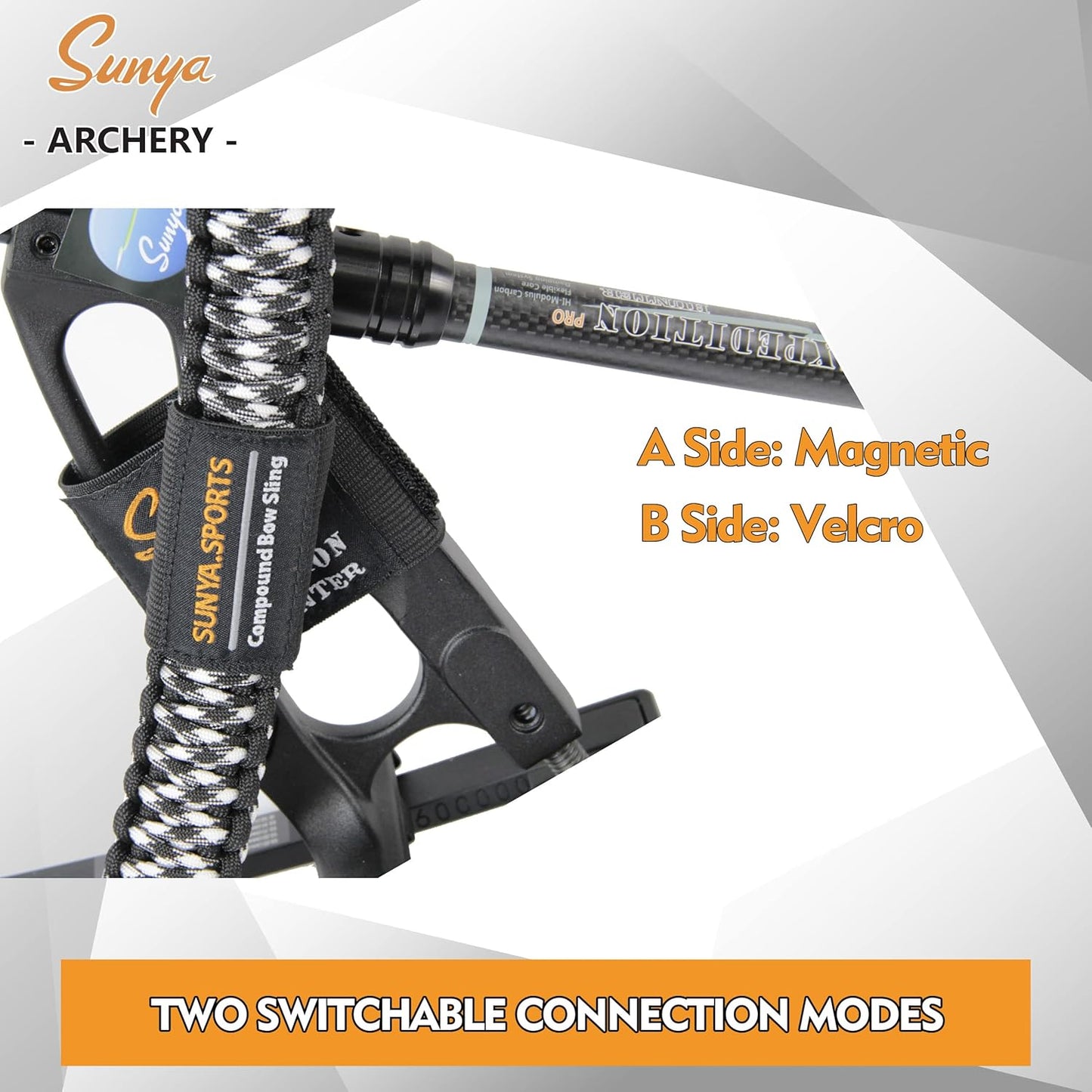 Paracord Bow Sling - V2 Magnetic Connection System for Hands-Free Carrying | Lightweight for Hunting & Archery