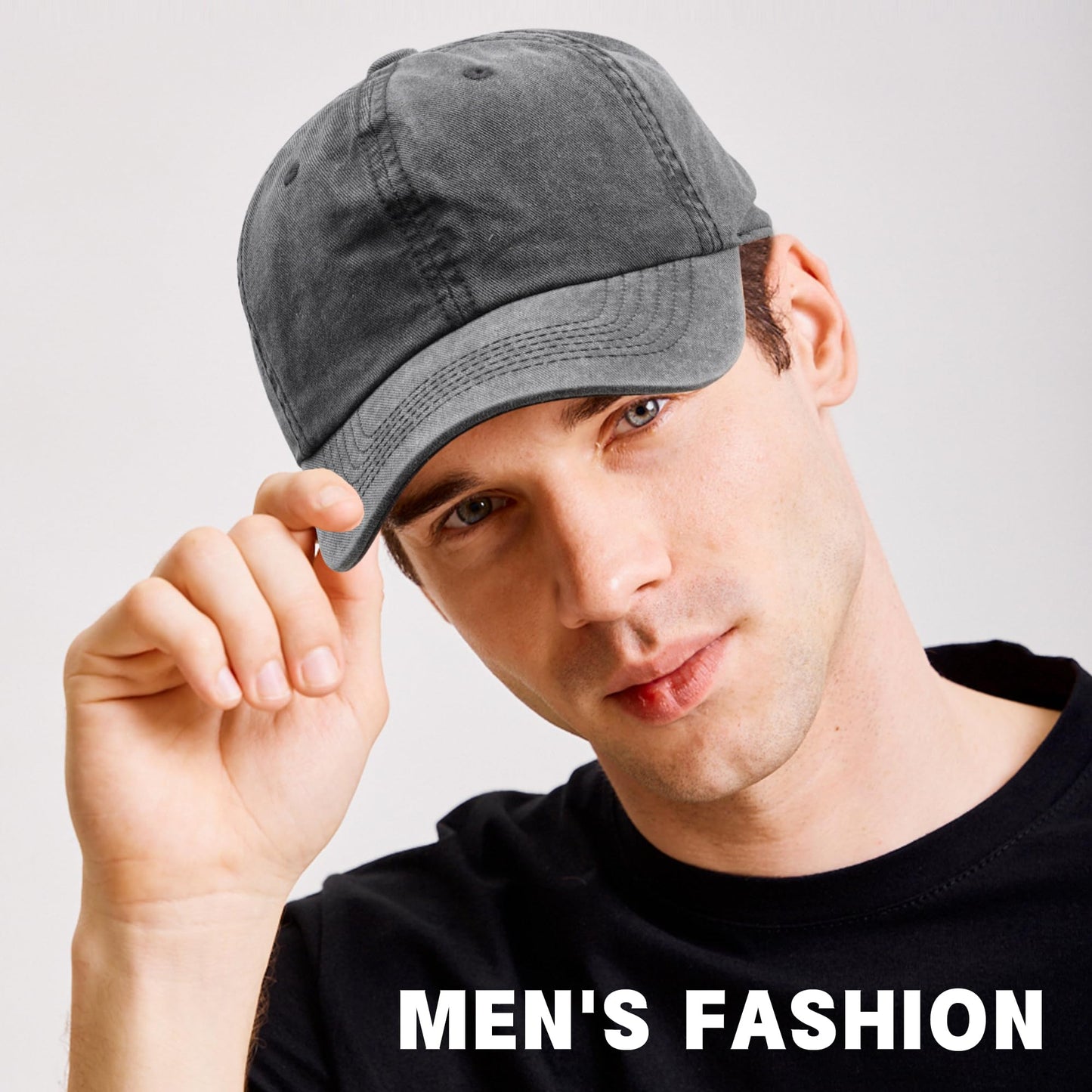 2 Pack Baseball Caps Golf Dad Hats,Ajustable Vintage Washed Cotton Ball Cap for Men Women(Coffee+Black)