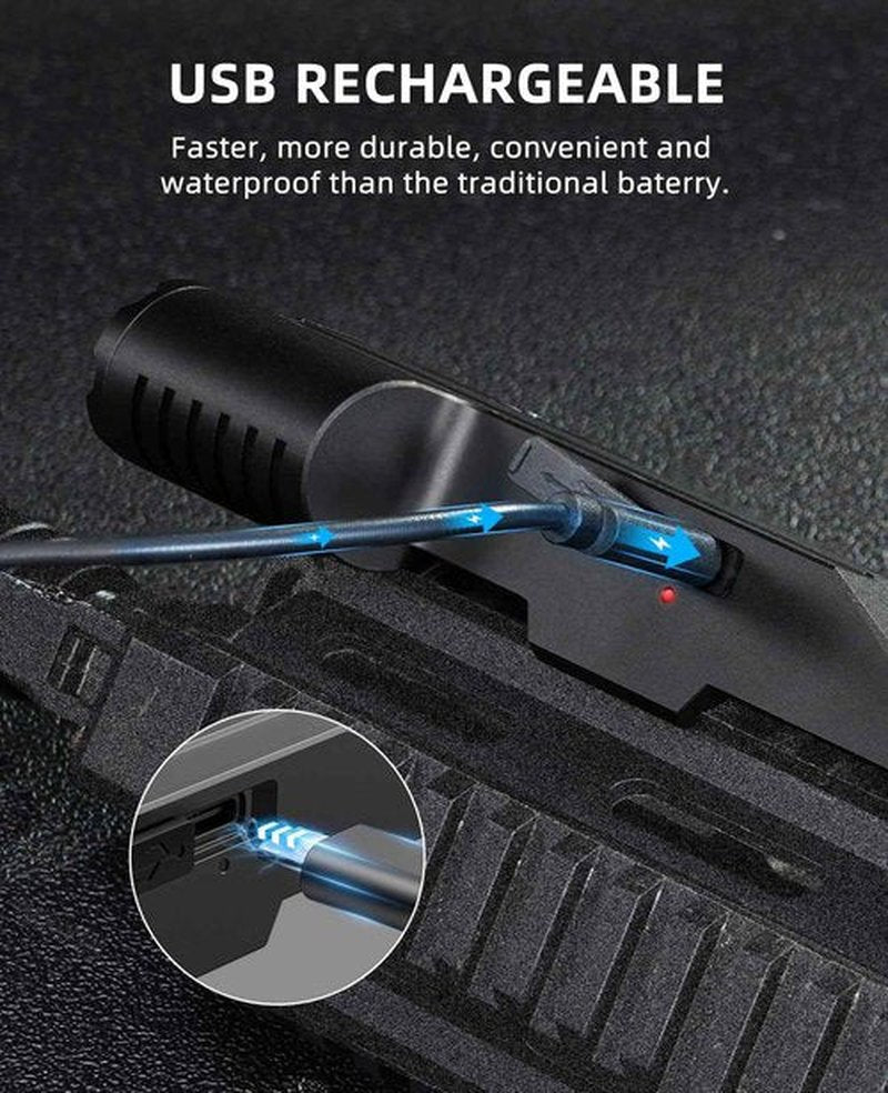 EZshoot 1600 Lumen Rifle Light Laser Combo with USB Rechargeable, Green Laser Light Combo Compatible with Picatinny Rail, Rechargeable Tactical Flashlight for Rifle with Strobe Mode