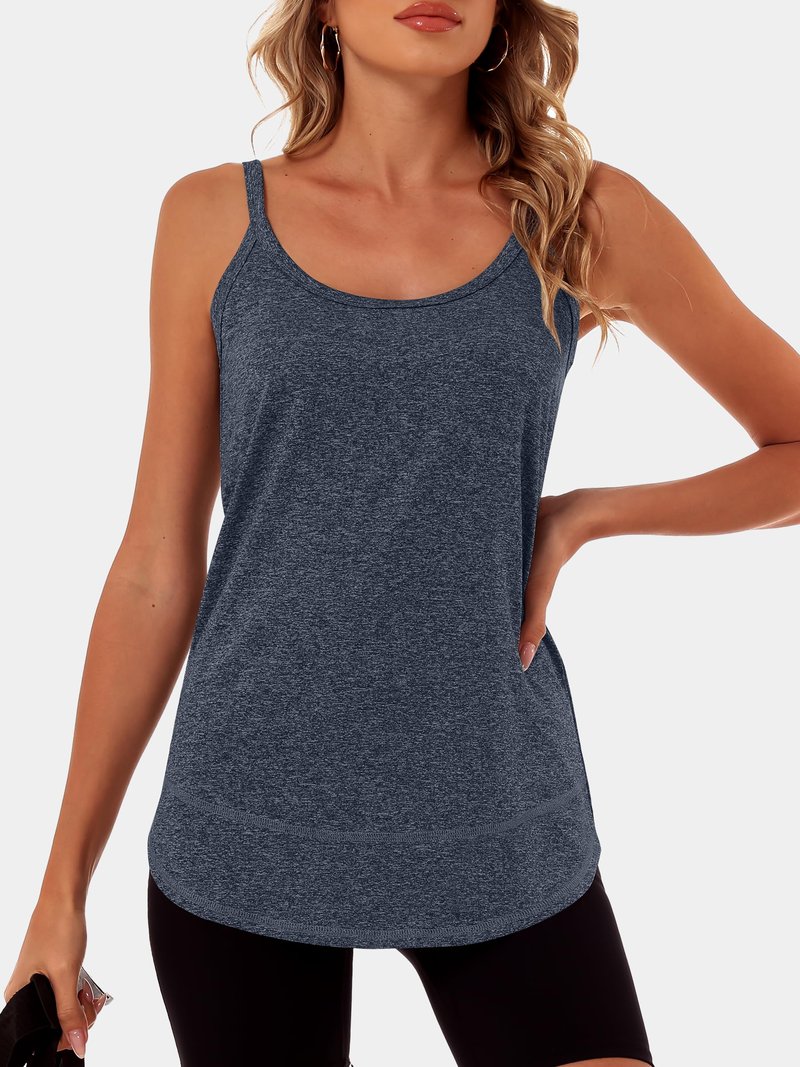 ANRABESS Workout Tank Tops for Women Spaghetti Strap Camisole Shirts Summer 2026 Loose Fit Athletic Running Yoga Gym Clothes Navy Blue L