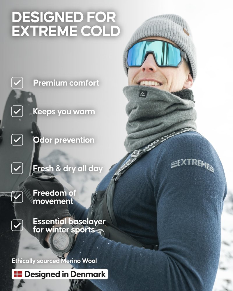 DANISH ENDURANCE Merino Wool Tights for Men for the Extreme Cold, Men's Thermal Leggings for Winter, Black, Large