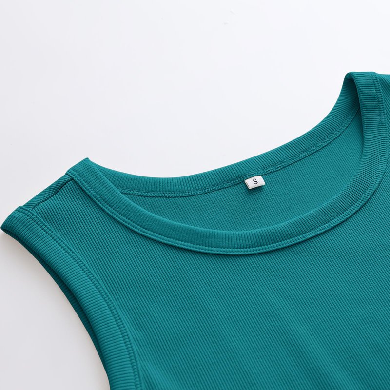 ANRABESS Womens Sleeveless High Neck Tank Tops Fashion Summer Casual Basic Slim Fit Ribbed Racerback Top Shirt Clothes Teal Small