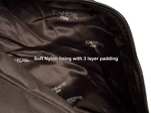 Tahoe Premium Durango Western Boot Carry and Storage Bag - Three Layer Waterproof Padded Construction with Shoulder Strap & Padded Hand Grip - Hand Tooled Basket Weave Leather Accents