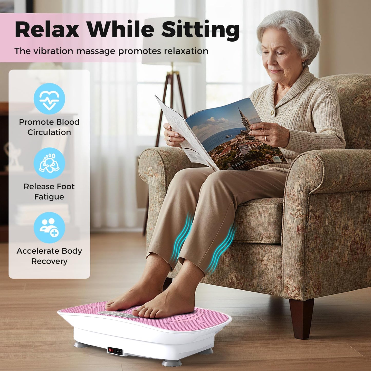 GYMAX Vibration Plate Exercise Machine, Vibration Plate with 10-Level Intensity, LED Display & Remote Control, Body Vibrating Plates Stand Shaking Platform Fat Burning Machine (Pink)