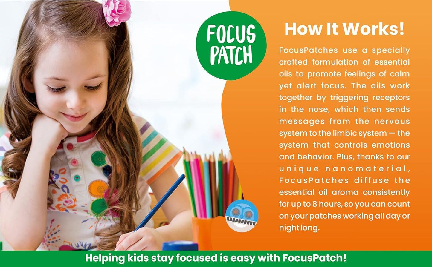 Focus Enhancing Stickers for Kids & Adults - Natural Brain Support Patches | 24 Count