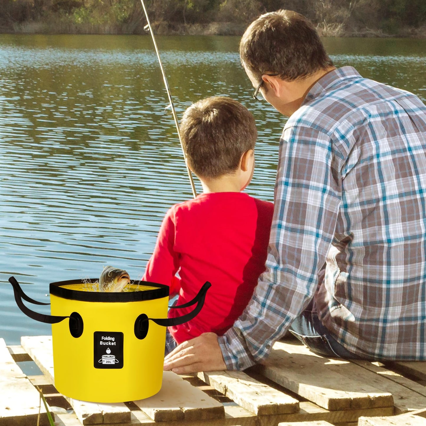 Collapsible Bucket 5 Gallon（20L） UuPi Outdoors Folding Buckets for Camping,Fishing,Travelling,Hiking,Outdoor,Gardening and Car Washing (Yellow)