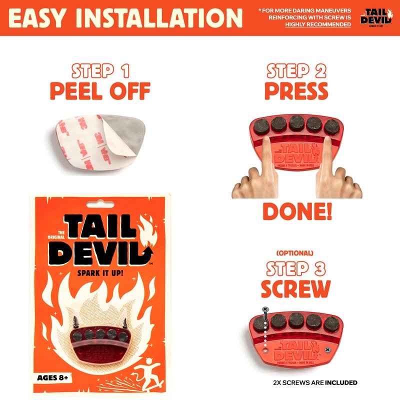 Tail Devil Skateboard Spark Plate - Sparks for Your Skateboard | Ultimate Skateboarder's Accessory | A Tail Plate Attachment for Cool Sparking Effect (1 Pack)
