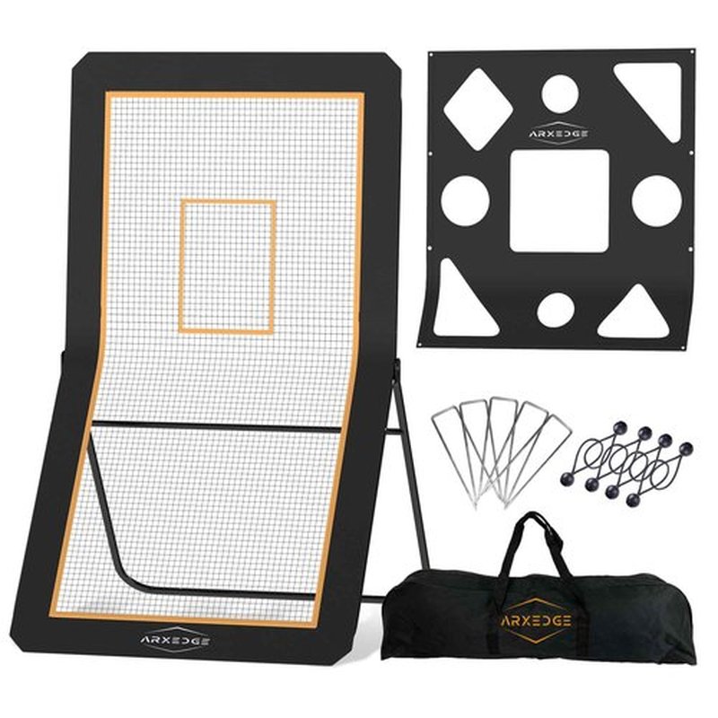 Lacrosse Rebounder for Backyard & Volleyball Rebounder with Bonus Target Net, 5 Rebound Angles, Strong Bounce back, 4x7ft Large Practice Area - Durable Volleyball Rebounder Net for Multisport Training