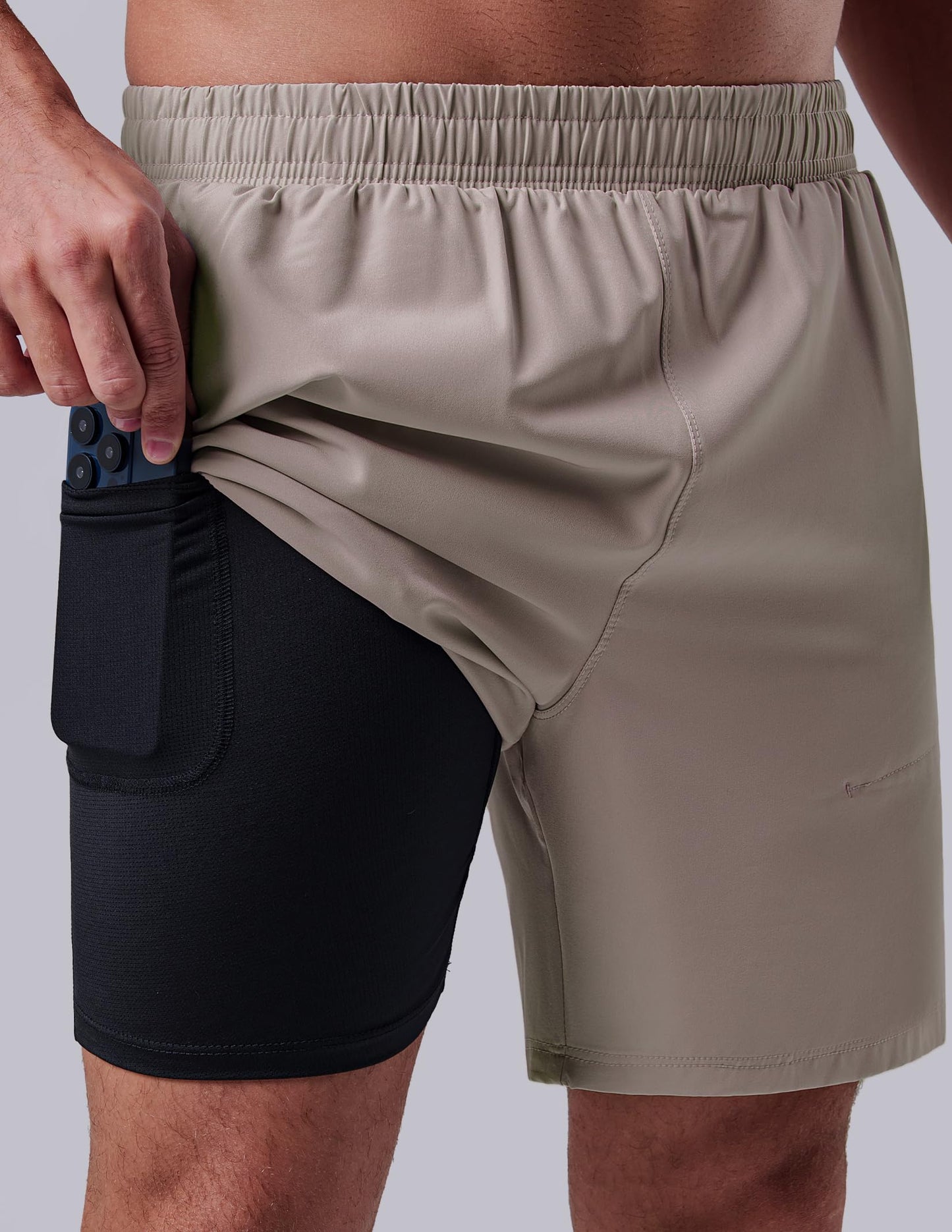 Liberty Pro 3 Pack: Men's 7" Running Shorts with Compression Liner Pockets, Athletic 2 in 1 Shorts for Workout Gym Quick Dry