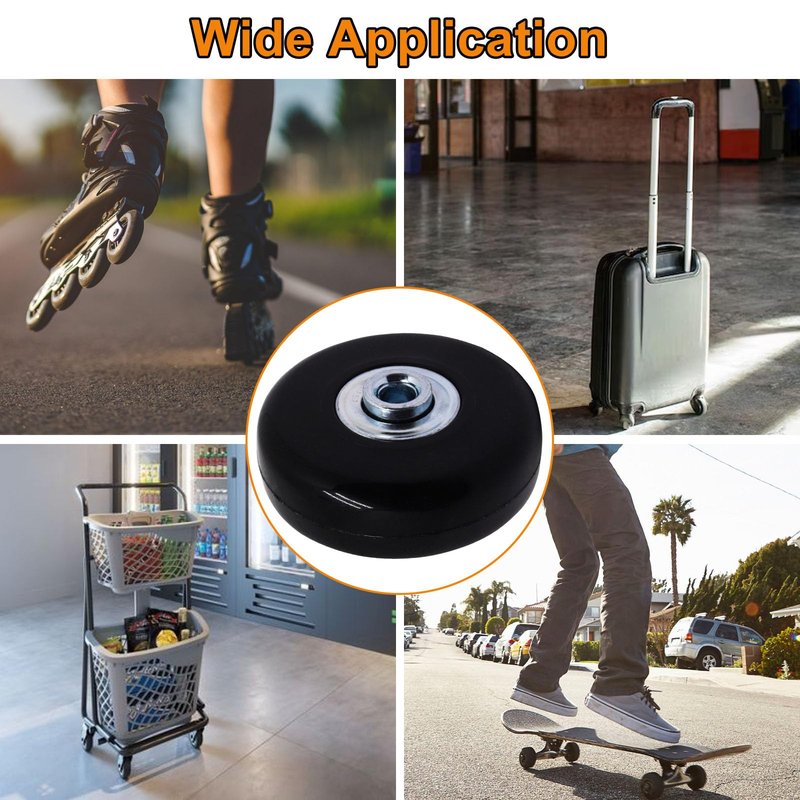 ZHMEINA 50mm x 18mm Luggage Wheels Replacement Set, Suitcase Replacement Wheels, Set of 4 PU Roller Swivel Wheel with Bearing ID 6mm, Axles 32mm & 36mm, for Trolley Carry-on Roller Travel Bags