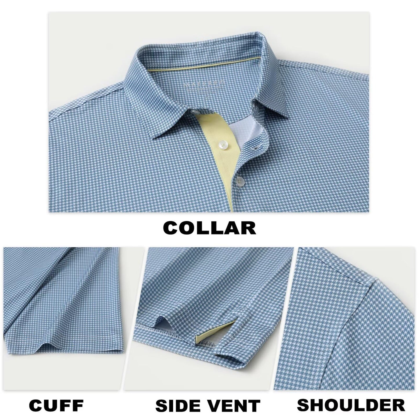 M MAELREG Mens Golf Shirt Short Sleeve Dry Fit Print Moisture Wicking Performance Patterns Collared Polo Shirt