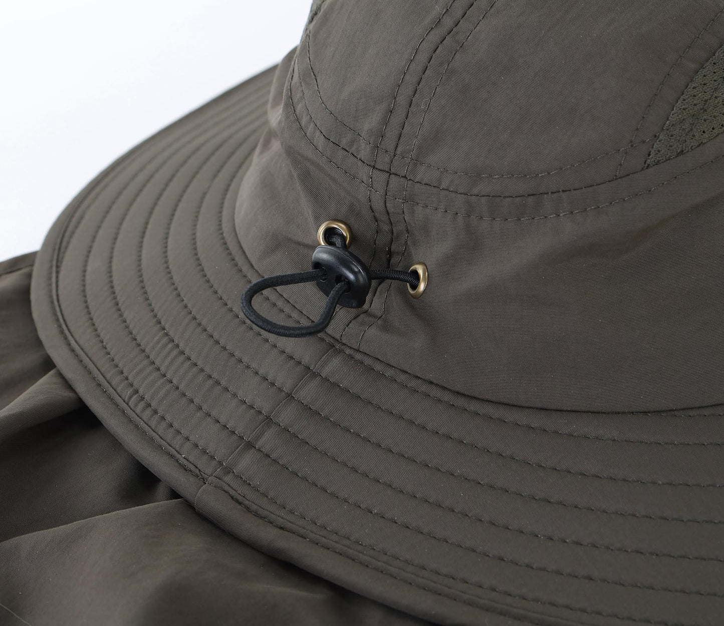 Home Prefer Mens UPF 50+ Sun Protection Cap Wide Brim Fishing Hat with Neck Flap (Army Green)