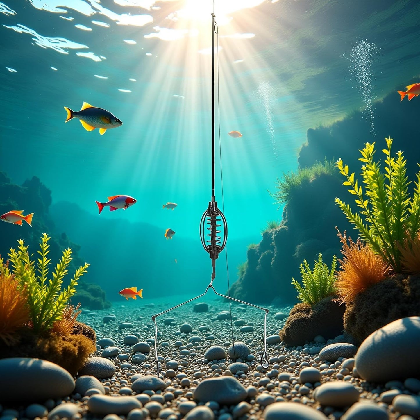 Carp Fishing Feeder Baits Cage, Spring Fish Feeder with Holder, Inline Methods Fishings Tackle Baits Hook Rigs Set Sinkers Cage Feeder Tackle Fishing Sinkers Weights
