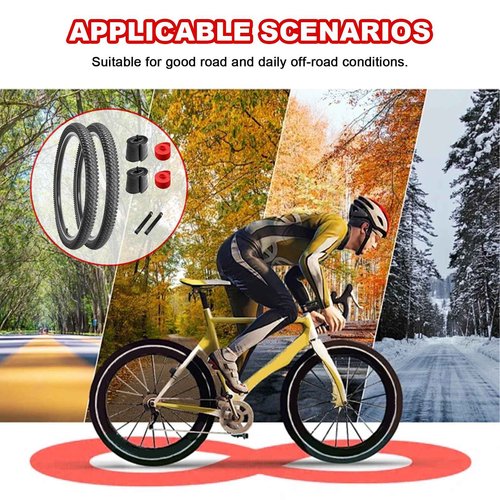 26 inch Bike Tires, Bicycle Tires 26"x 1.95" Folding Replacement for Mountain Bike, 26" Schrader Valve Bike Tubes, Bicycle Tire Levers and Tire Liners 2 PCS