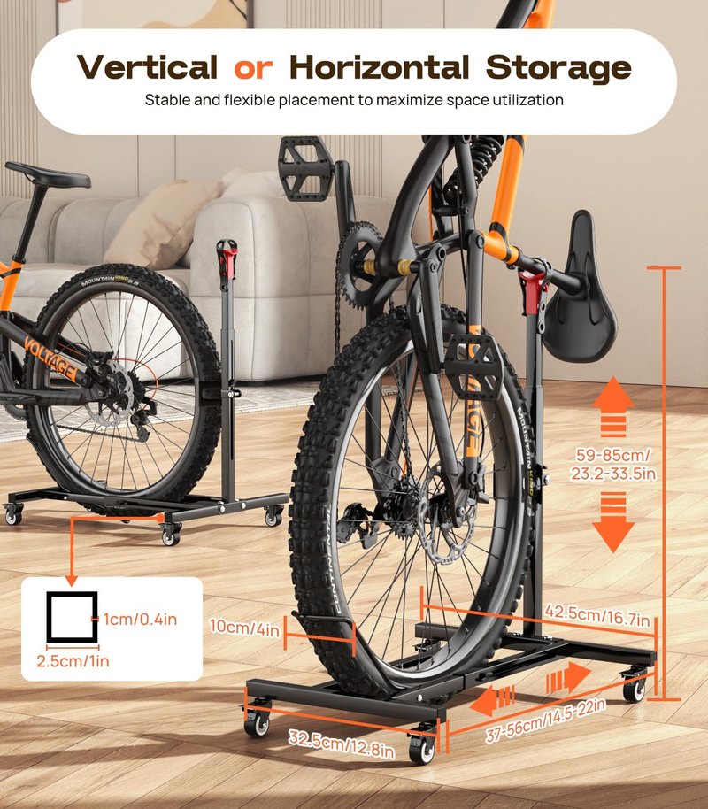 Housolution Vertical Bike Stand with Wheels up to 29", Adjustable Height, No Drilling holds up to 80lbs, Freestanding Bicycle Rack for Garage & Apartment, Bike Stand Floor for MTB/Road Bikes
