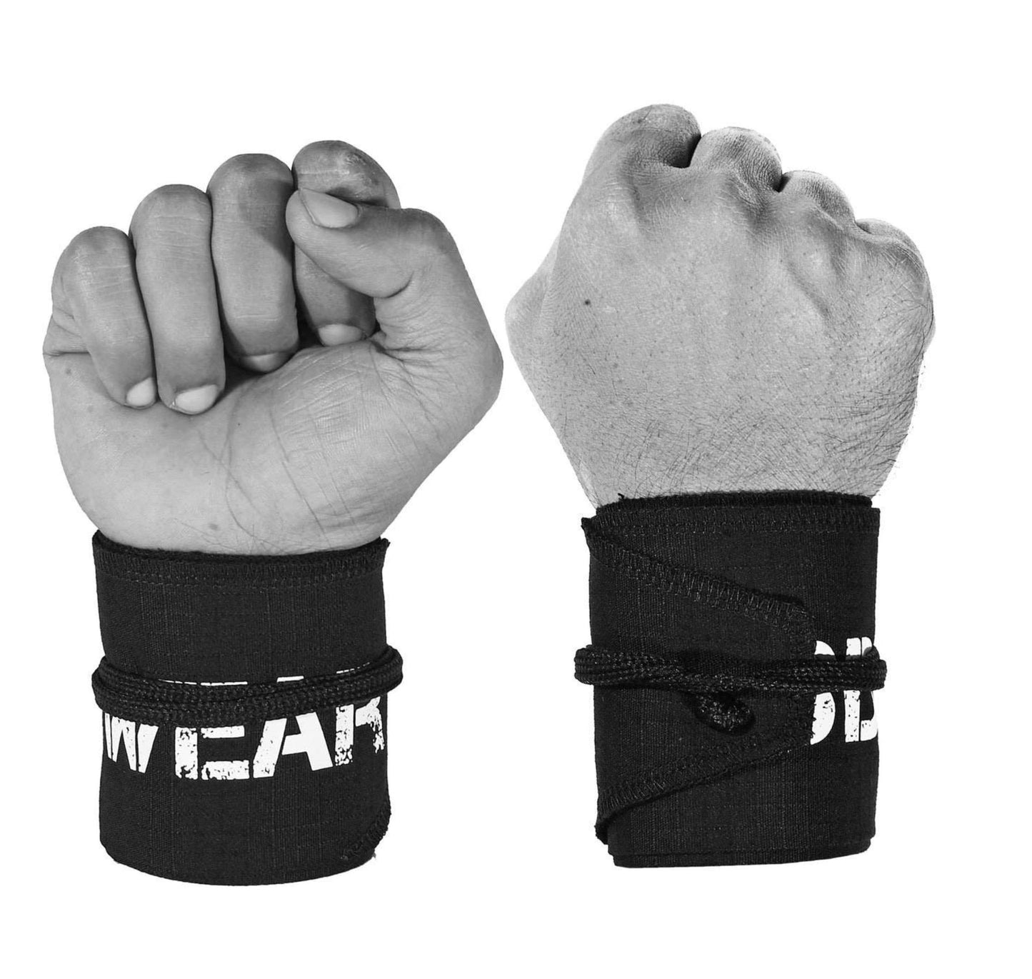 WOD Wear Wrist Wraps for Powerlifting, Strength Training, Bodybuilding, Cross Training, Olympic Weightlifting, Yoga Support - One Size Fits All (Black/Pink Stitch)