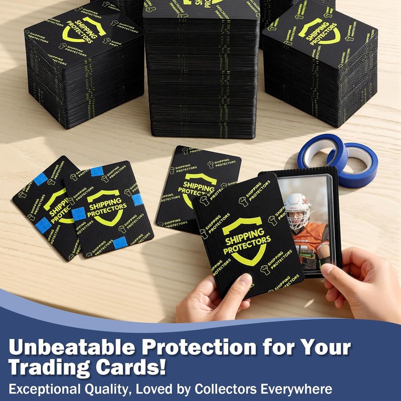 Trading Card Shipping Protectors - Heavy Duty 3.5'' x 4.5'' Precut Mailers with 8 Rolls of Tape | 1000-Pack, Black