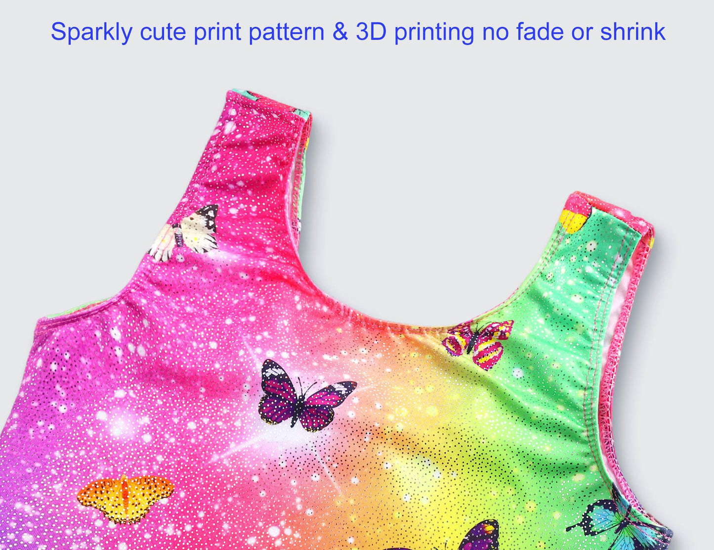 Domusgo Girls Gymnastics Leotards Tank Unitards Size 7-8 Years Old Rainbow Colorful Butterfly Gym Leos