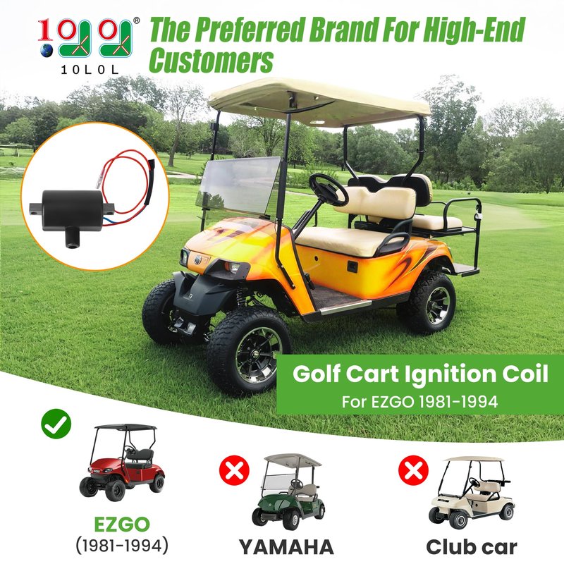 10L0L Golf Cart Ignition Coil for EZGO 2 Cycle Gas 1981-1994 Golf Cart, Replacement OEM# 23782-G1
