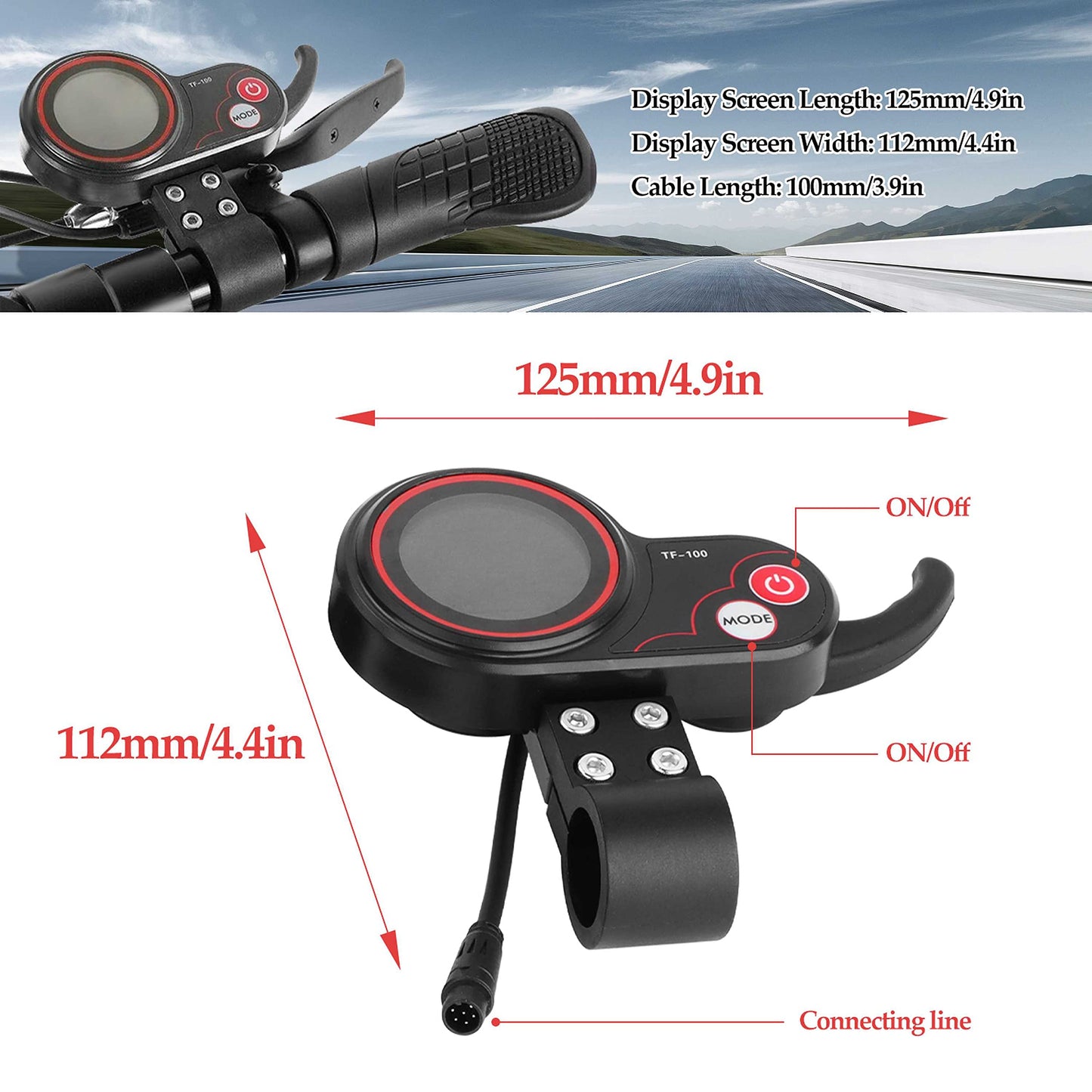Yungeln Electric Thumb Throttler Controller with Display 48V TF-100 Electric Display Panel Compatible with KUGOO M4 Electric Scooter