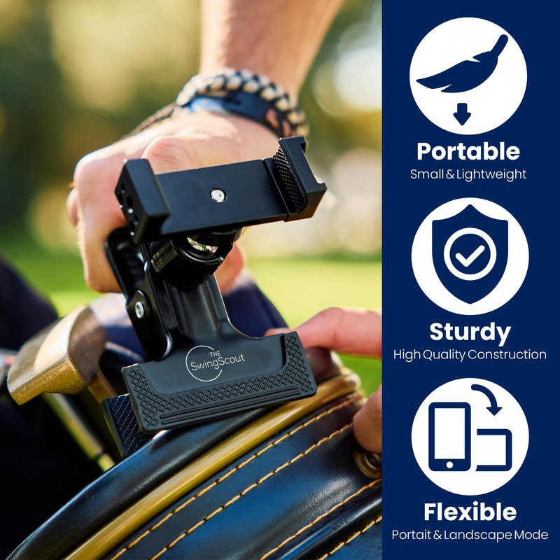 Record Your Golf Swing | Golf Bag Phone Holder | Clip to Your Golf Bag | No Extra Equipment Needed | Quick Setup | Fits Any Cellphone | Perfect Golf Gift