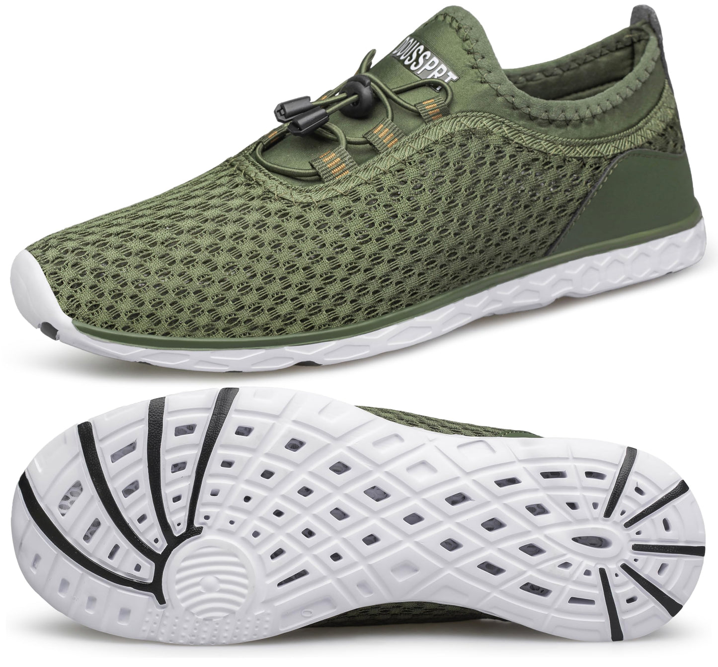 DOUSSPRT Men's Water Shoes Quick Drying Sports Aqua Shoes DarkGreen Size 11