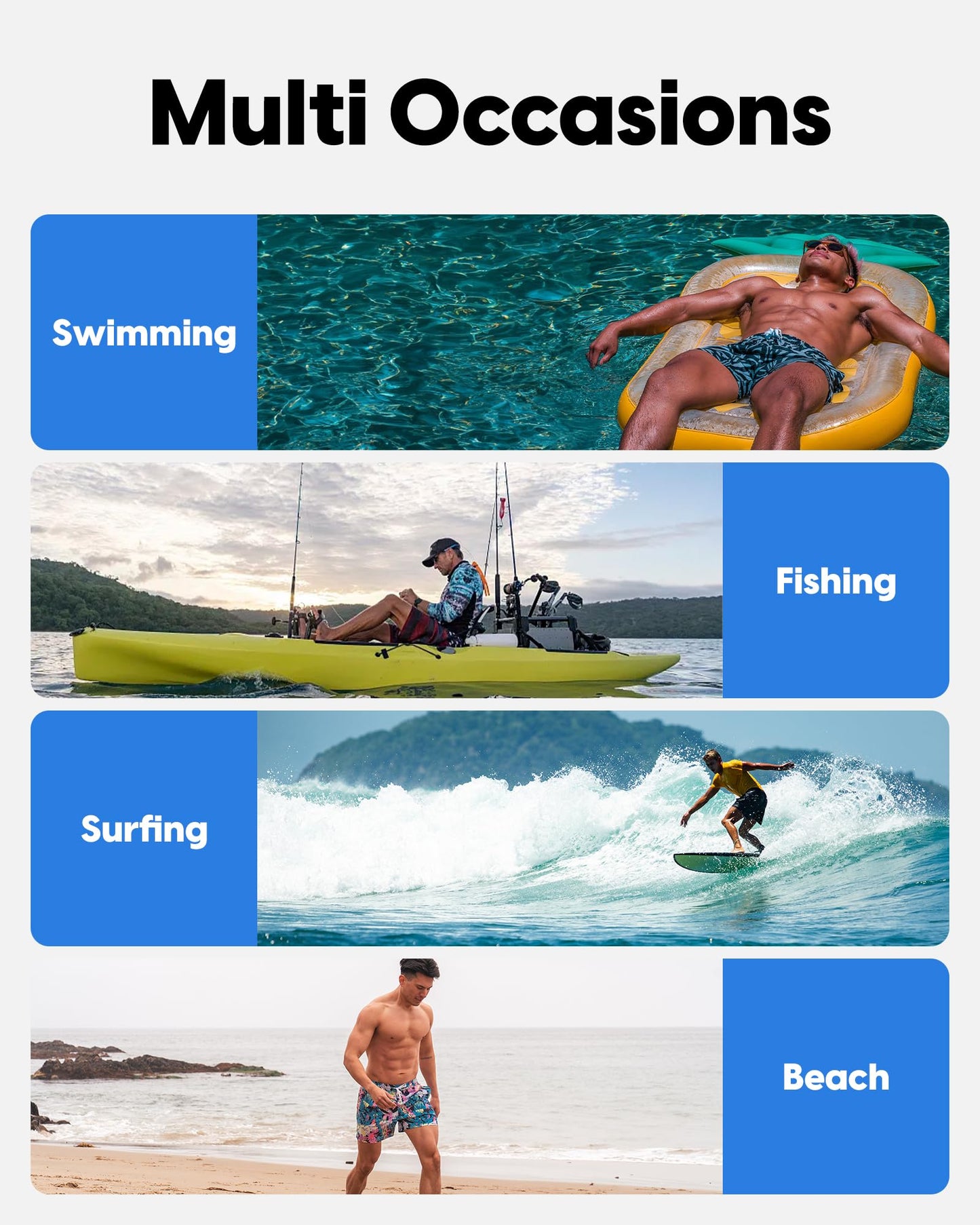 maamgic Mens Swim Trunks 5" Quick Dry Beach Shorts Stretch Swimming Trunks Board Shorts with Mesh Lining Zip Pockets Navy Large