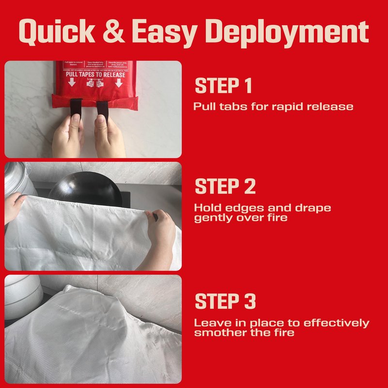 MIMEAQIER Emergency Fire Blanket 4 Pack 40"x40", Essential Fire Safety Blanket for Kitchen Home Garage Car Camping