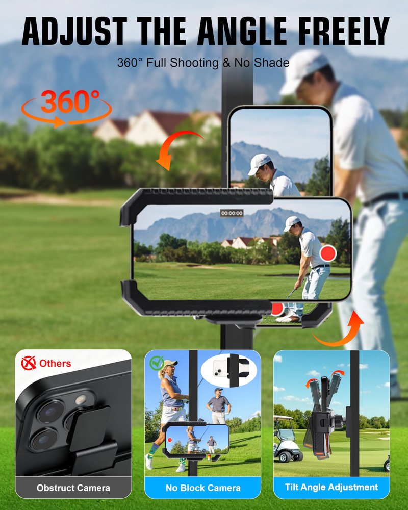 XEEP 2026 Magnetic Golf Cart Phone Holder 8pcs N52 Magnets, 360° Rotation, One-Touch Lock, Compatible with EZGO/Club Car/Yamaha, Golf Cart Cell Phone Holder for All 4.5-7" Smartphones