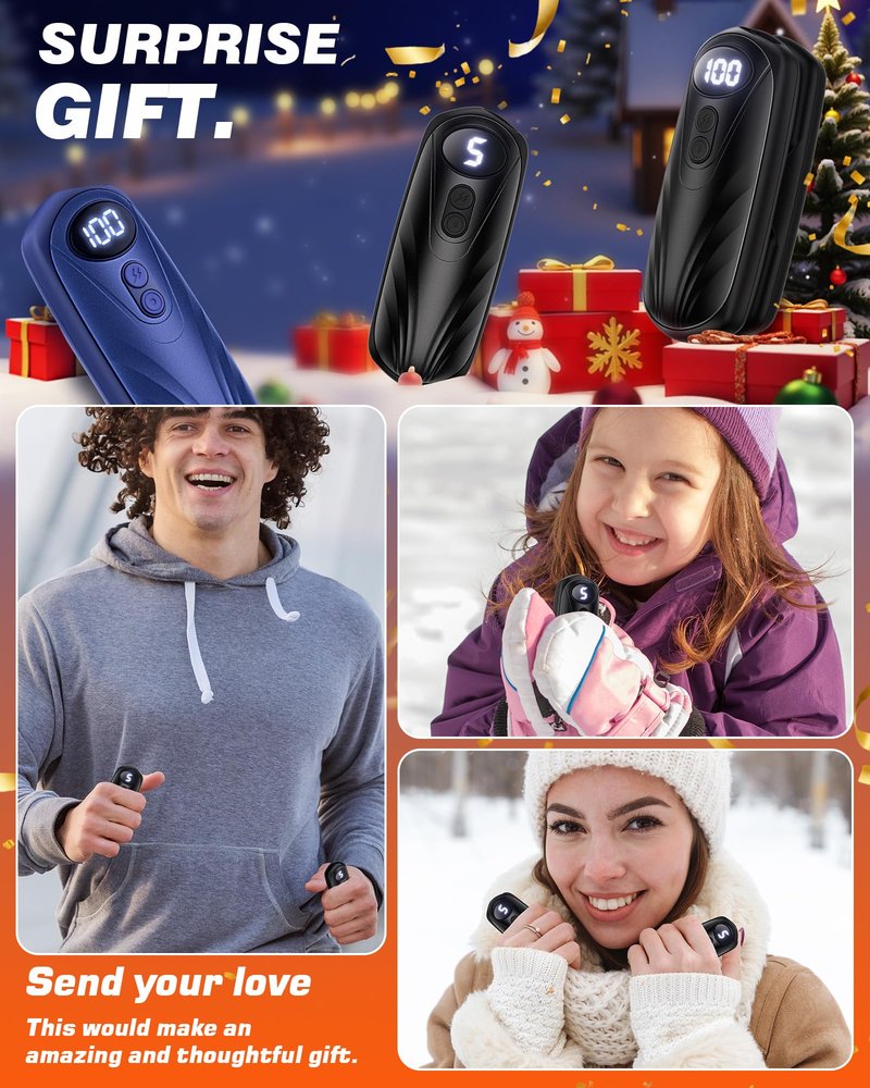 Funaudio Hand Warmers Rechargeable 2 Pack - 6000mAh Electric AI Handwarmers with LED Display, 5-Level, 2 in 1 Portable Heater, Warm Gifts for Women/Men/Golf/Camping/Hunting/Travel/Outdoor/Indoor