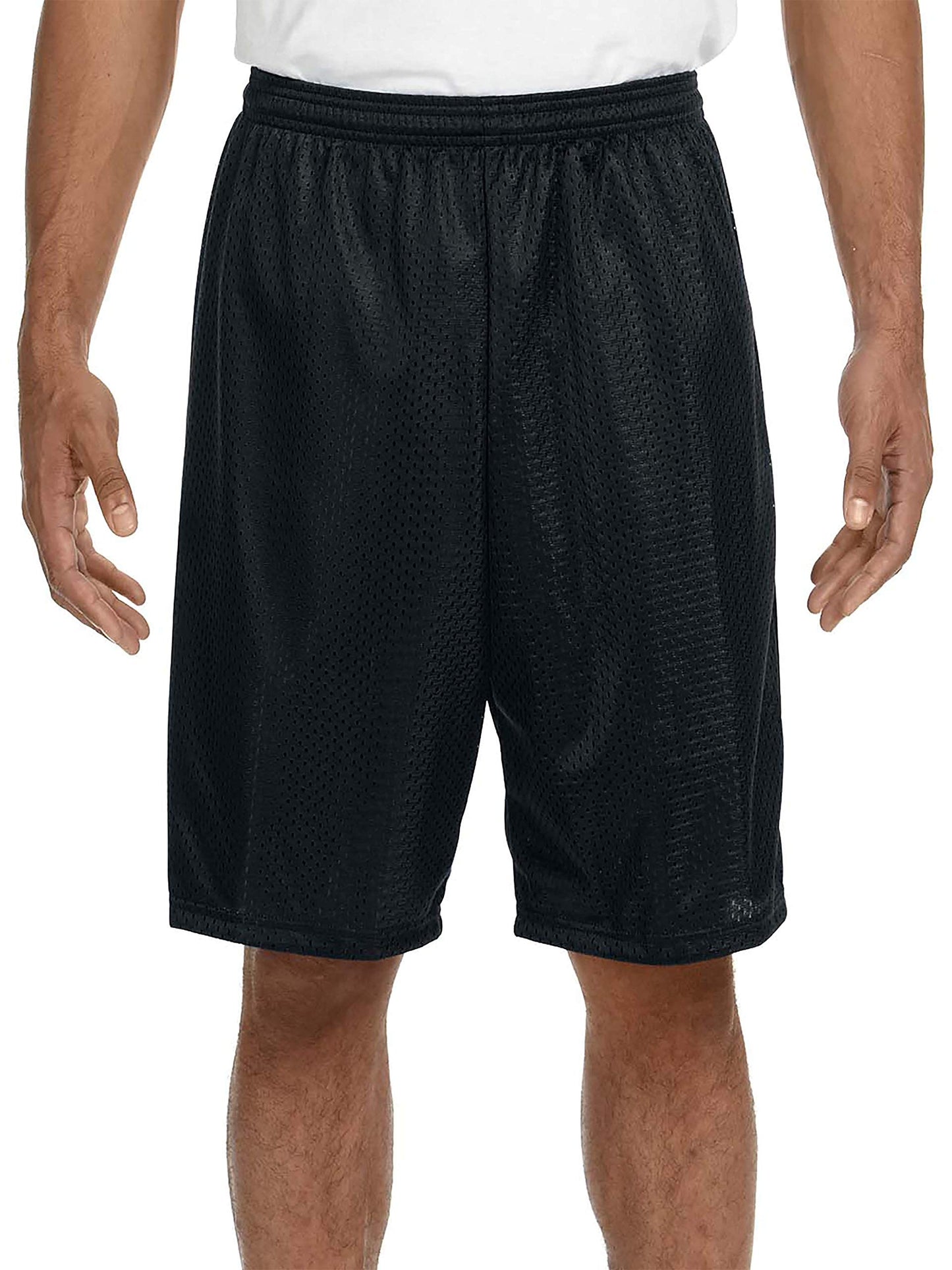 Hat and Beyond Mens Lightweight Basic Mesh Solid Basketball Jersey Workout Fitness Gym Shorts (X-Large, 1ihb01_Black)