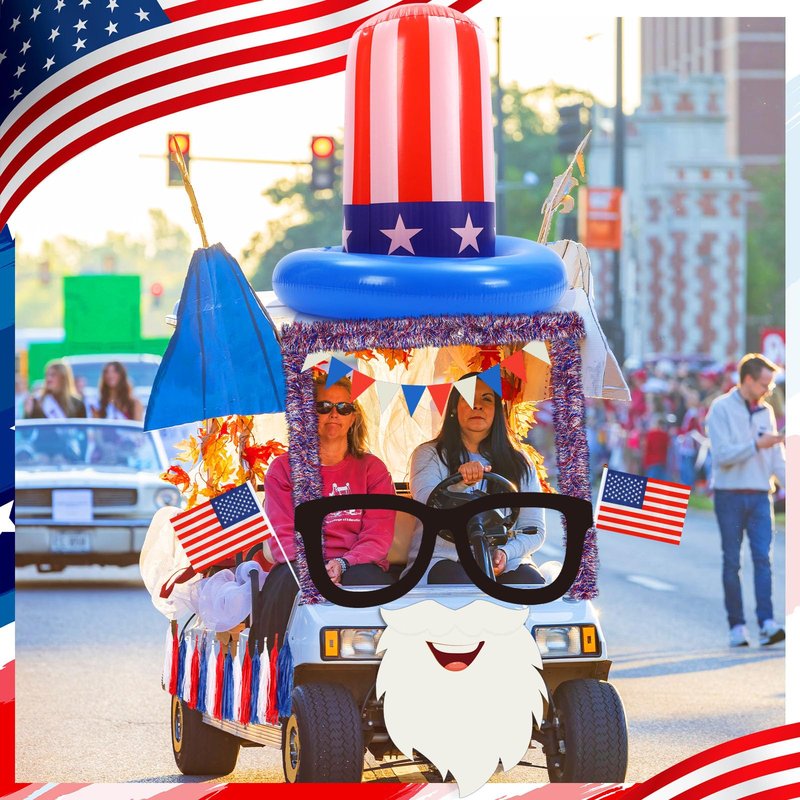 Suncalla 4th of July Golf Cart Decoration Kit Patriotic Parade Golf Cart Decor Including Hat Glasses Beard Flags Garlands Pennant Banner for LOVE USA Independence Day Memorial Day 250th anniversary