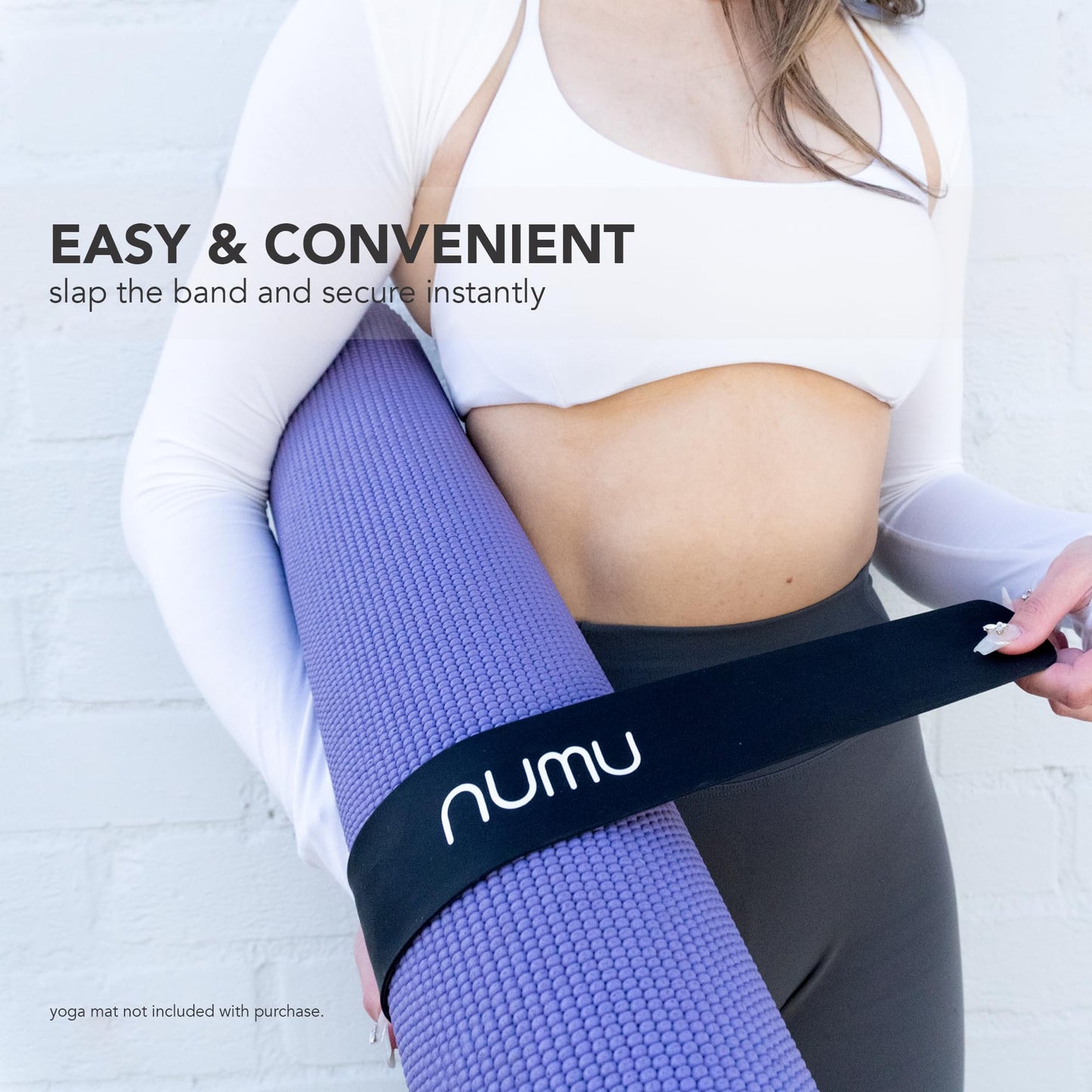 Numu Yoga Mat Strap Slap Band - Easy Snap On to Keep Exercise Mat Tightly Rolled and Secured for Yoga Mat Storage and Travel