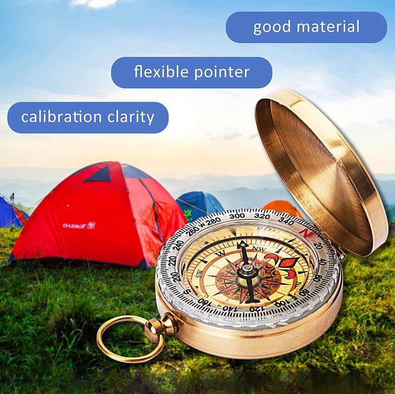Bahfir Camping Survival Compass for Hiking, Kids, Camping Hunting, Outdoor Military Navigation Tool (2 Pack)