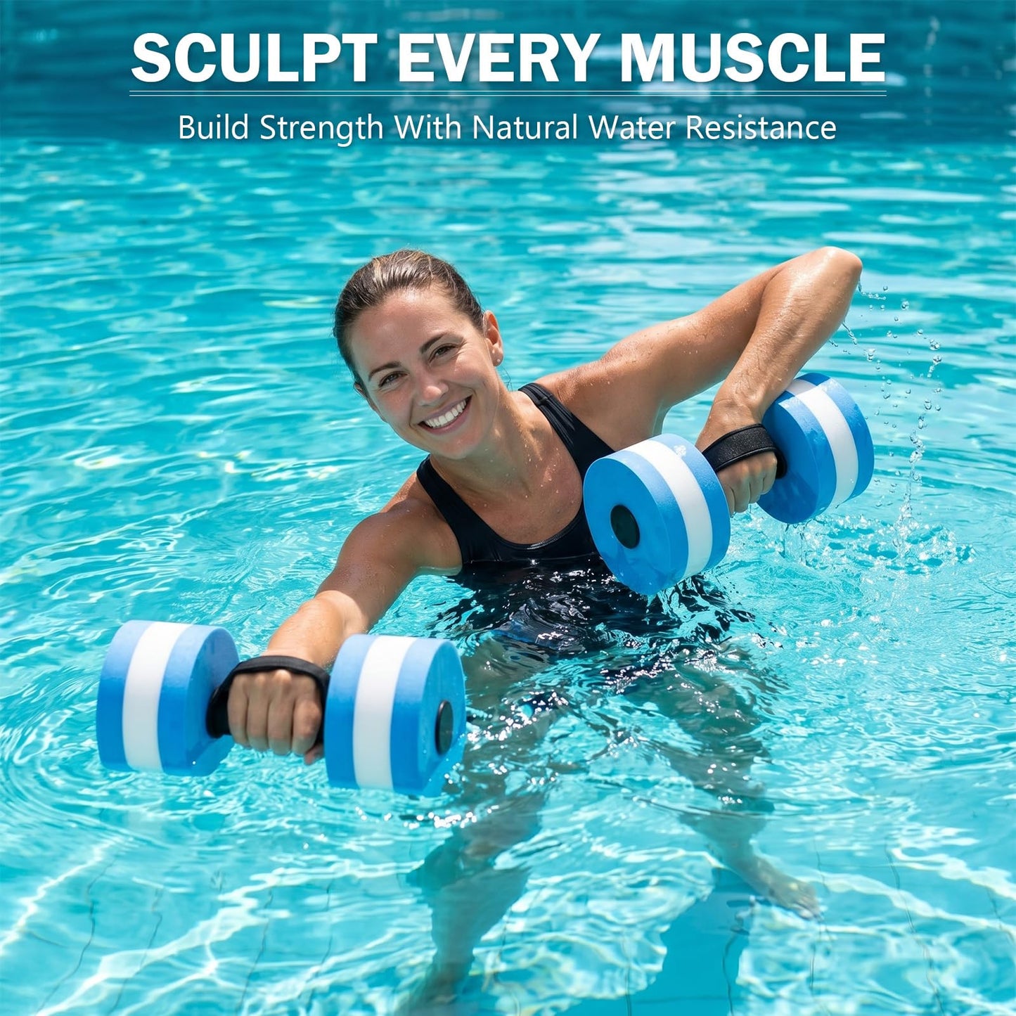 Water Weights, 2Pcs Aquatic Dumbbell for Exercise, Water Aerobics Equipment