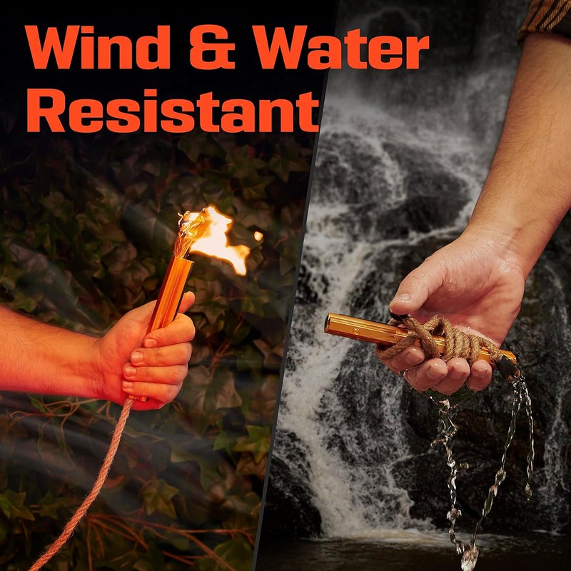 Flint Fire Starter Survival Tool - All-in-One Kit with Ferro Rod, Waterproof Tinder Wick Rope & Steel Striker - 36" Length