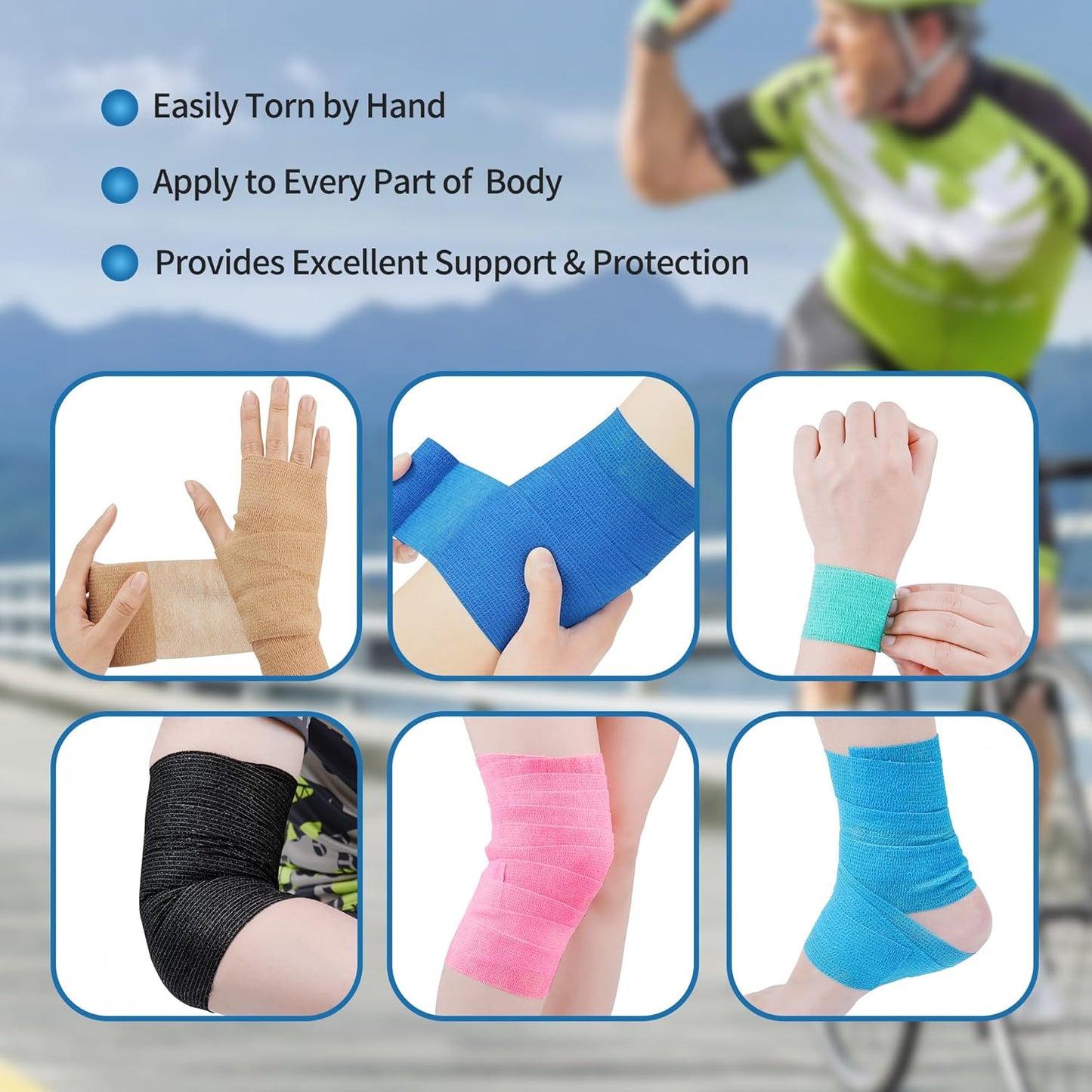 Self Adhesive Bandage Wrap - Cohesive Sports Tape 4" x 5 Yards | Breathable Vet Wrap for Horses & Dogs (Black)