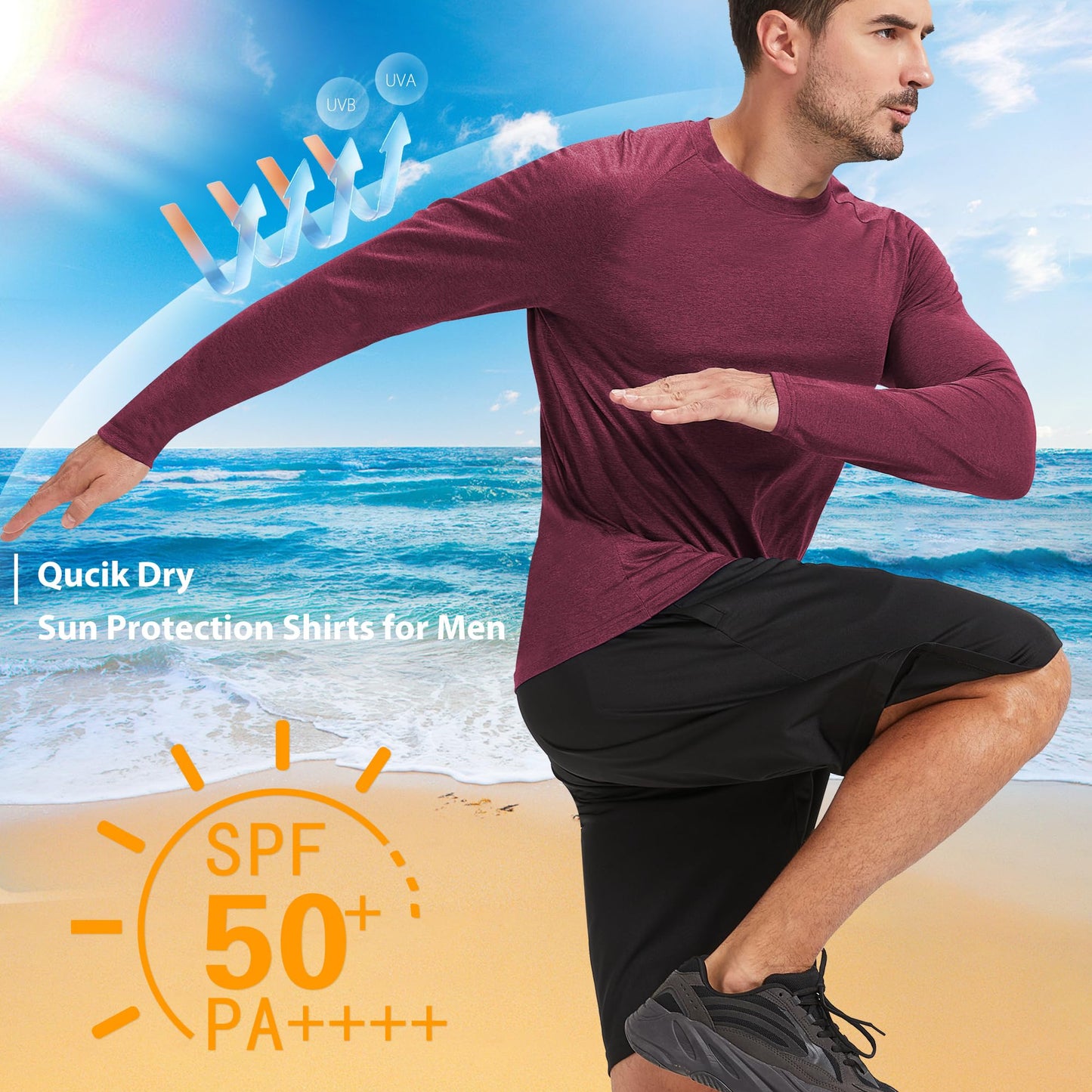 MLYENX 4 Pack Long Sleeve Shirts for Men UPF 50+ UV Sun Protection Quick Dry Moisture Wicking Workout Tee Shirts XL