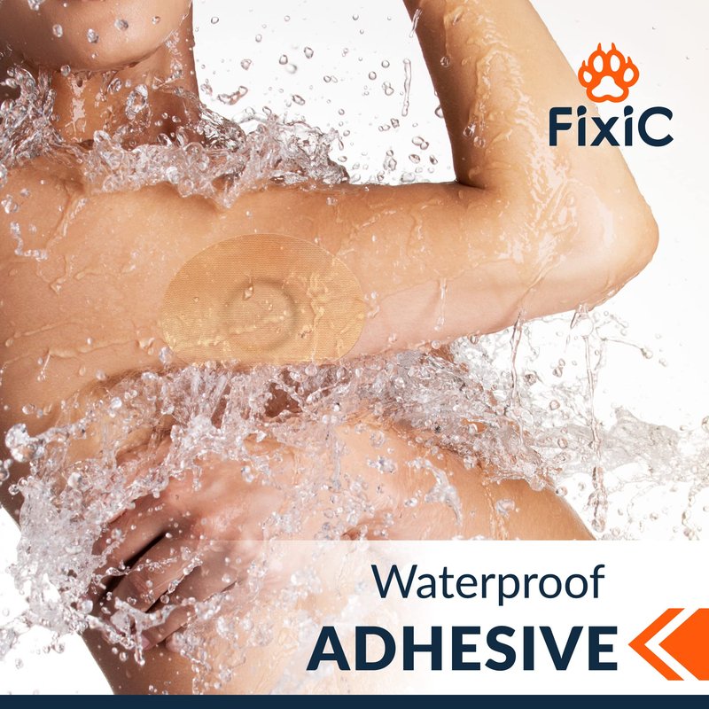 Fixic Freestyle Adhesive Patches 25 PCS – Good for Libre 1, 2, 3 & Plus – G7 & Stelo – Guardian – Waterproof Adhesive Bandages – Libre Covers – Pre-Cut Back Paper – Long Fixation for Sensor! (Tan)