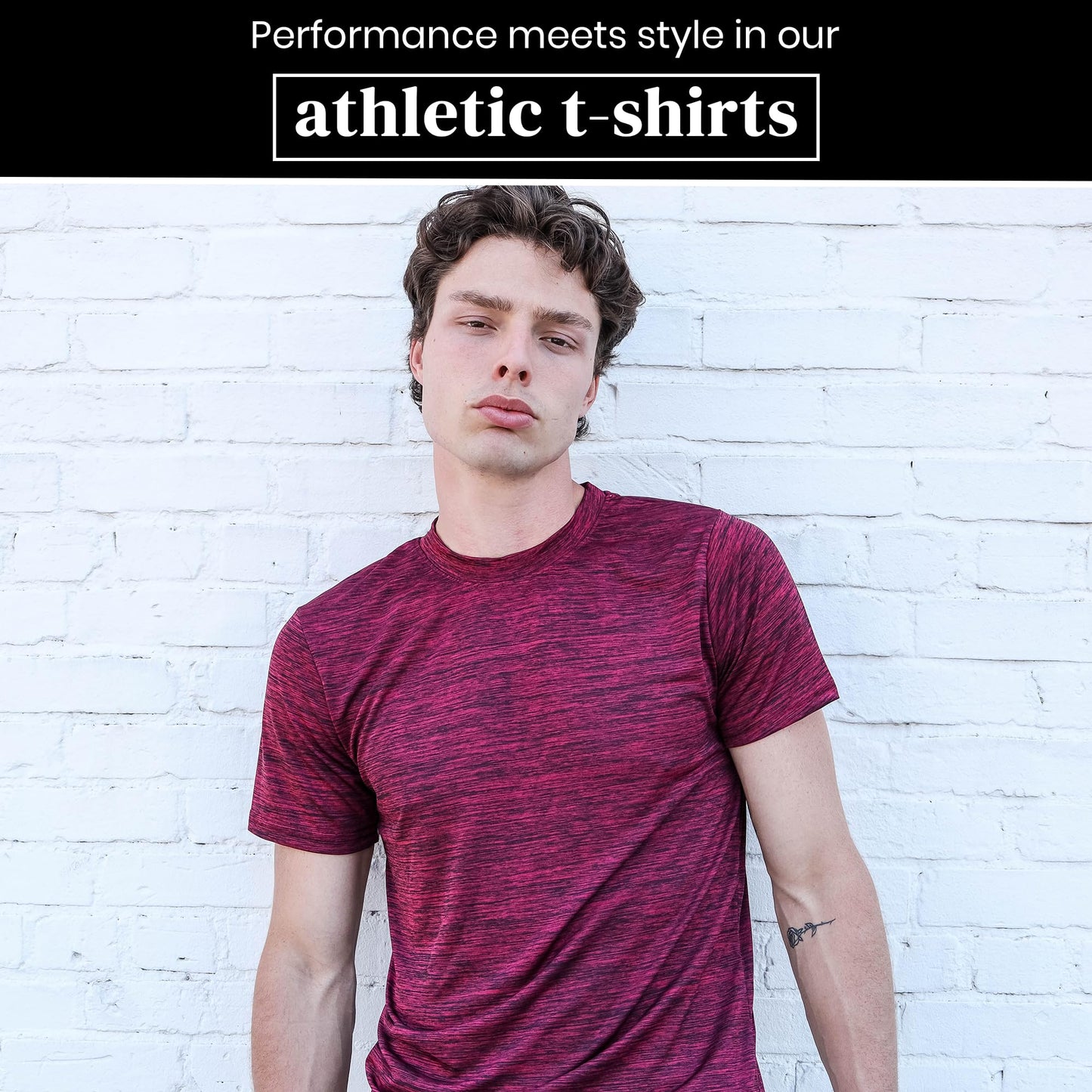 [5 Pack] Men’s Workout Short Sleeve Dry Fit T Shirts Quick Dry Active Athletic Crewneck Running Gym Moisture Wicking Tee Tops