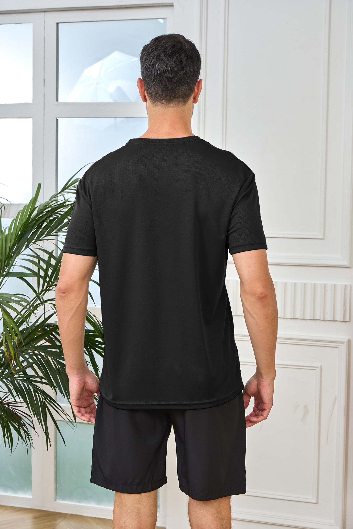 5 Pack Men’s Athletic Active Quick Dry Crew Neck T Shirts Running Gym Workout Short Sleeve Tee Tops