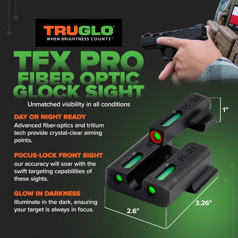 TruGlo Pro TFK PRO Fiber Optic and Tritium Handgun Sight for Smith & Wesson M&P, Black