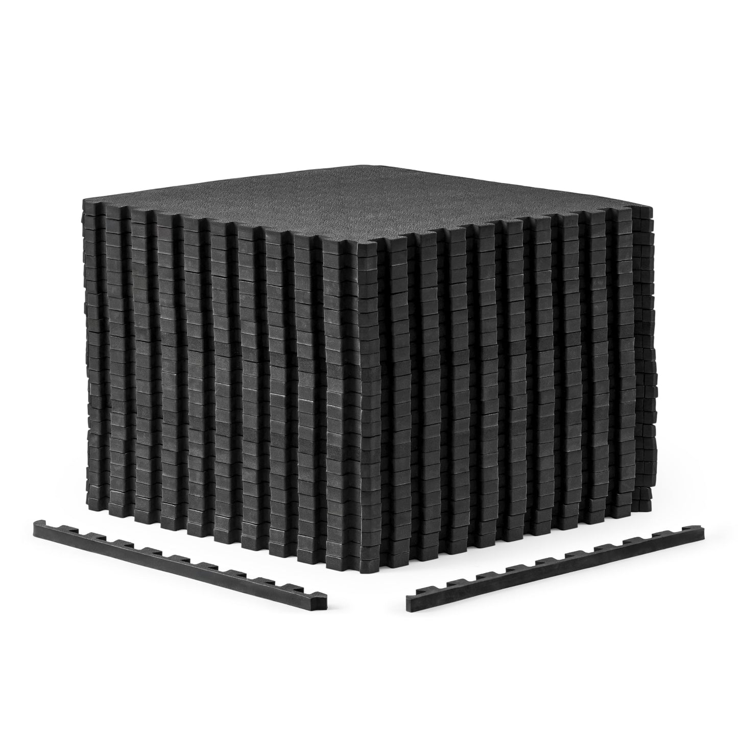 CAP Barbell 3/4-Inch Interlocking EVA Foam Exercise Puzzle Mat Home Gym Flooring - 4 Pack | 24" x 24" x 3/4" | Pebble Pattern - Black