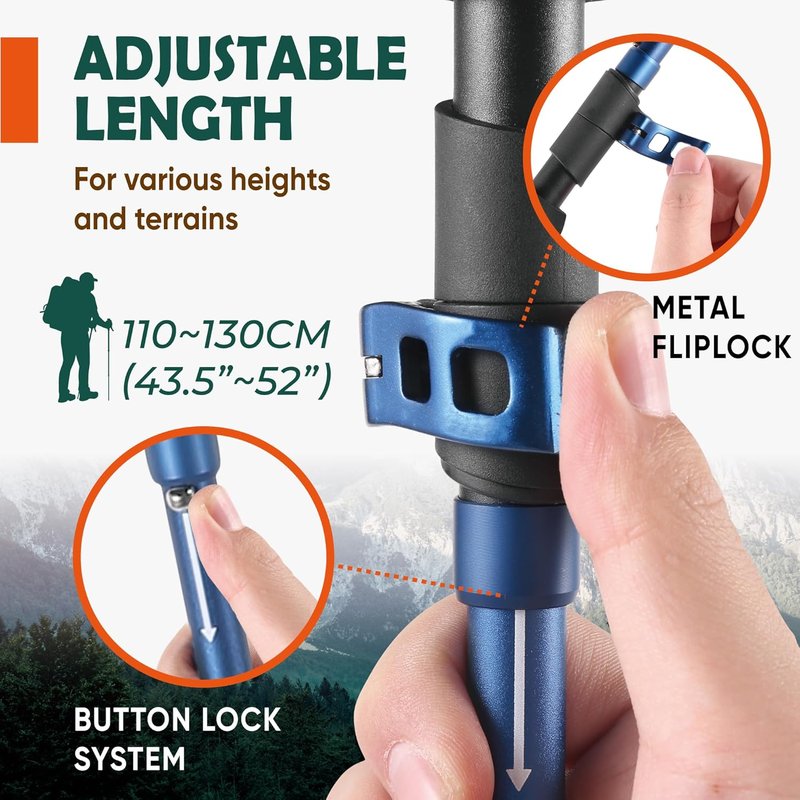 Trekology Trek-Z Cork Grip Trekking Poles - Lightweight Adjustable Hiking Sticks | Compact Travel Design, Aluminum
