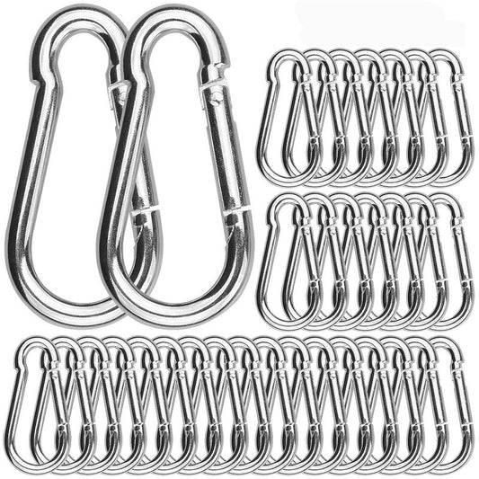 100 Pack 2 Inch Spring Snap Hook M5 Carabiner Clip Galvanized Steel 2In Small Silver Quick Link Clip Keychain for Camping, Hiking, Outdoor and Gym, M5 Bulk Heavy Duty Carabiner Clips
