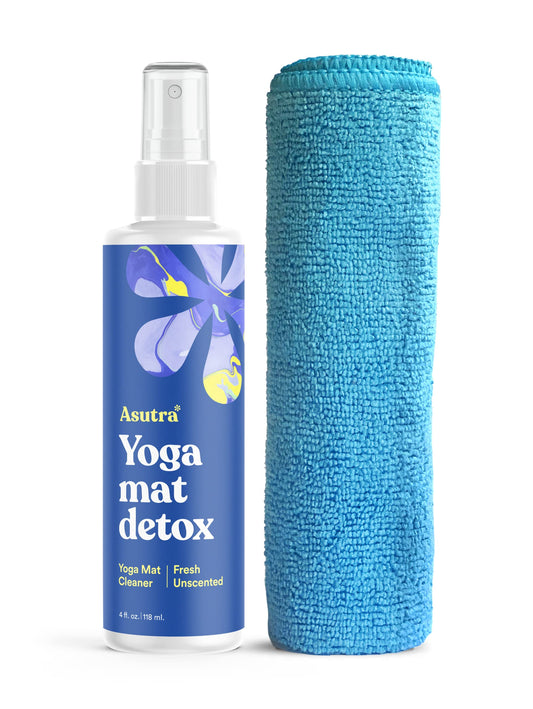 ASUTRA Yoga Mat Cleaner Spray (Fresh & Unscented), 4 fl oz - No Slippery Residue, Deep-Cleansing for Fitness Gear & Gym Equipment, Microfiber Towel Included