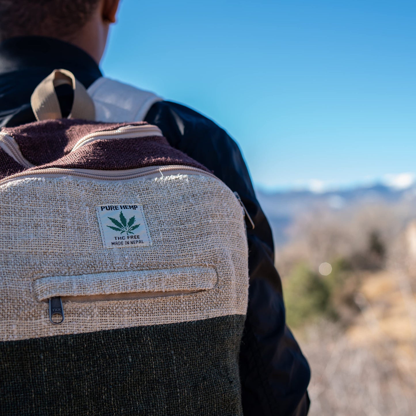 Large Hemp Backpack Multi 8 Functional Pocket Bag - Eco Friendly Unisex Rustic Durable Day Backpack by Freakmandu