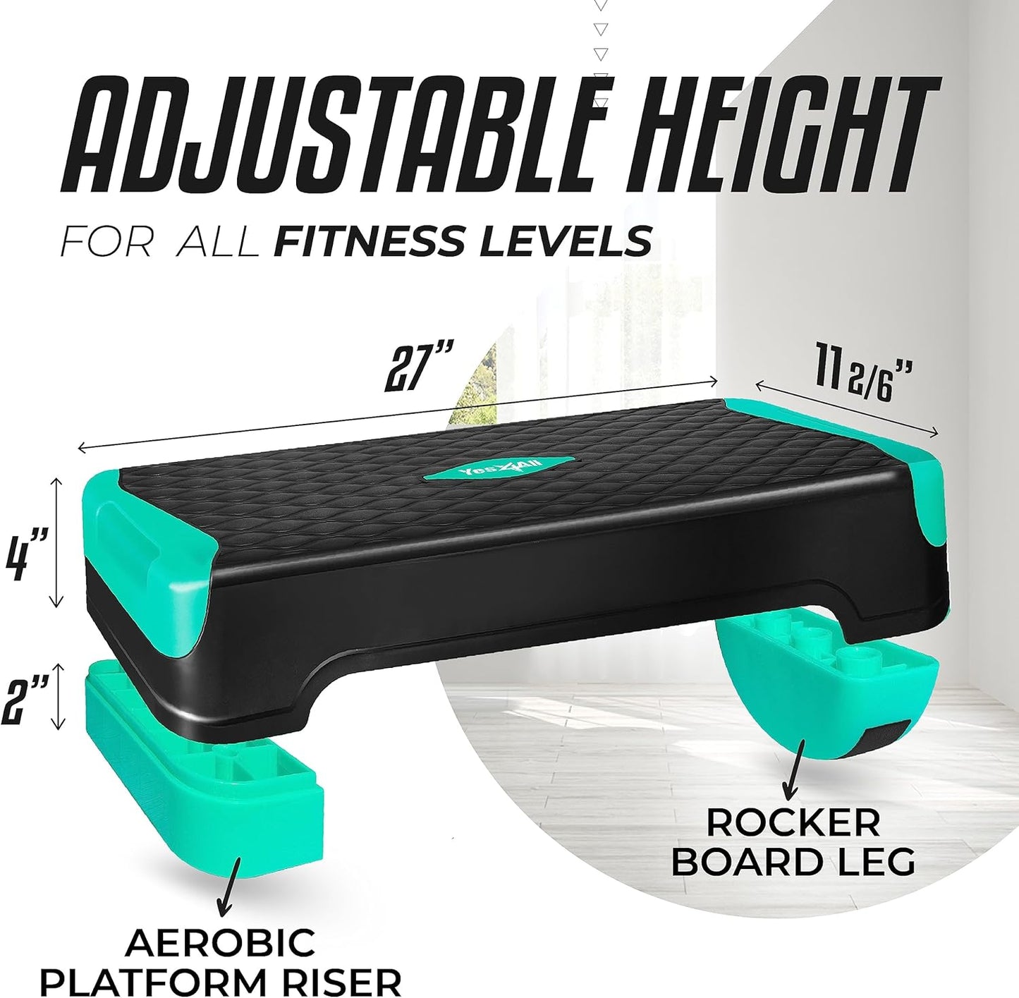 2-in-1 Adjustable Aerobic Step Platform - Fitness Stepper with Rocker Balance Board for Home Workouts | Versatile Exercise Equipment
